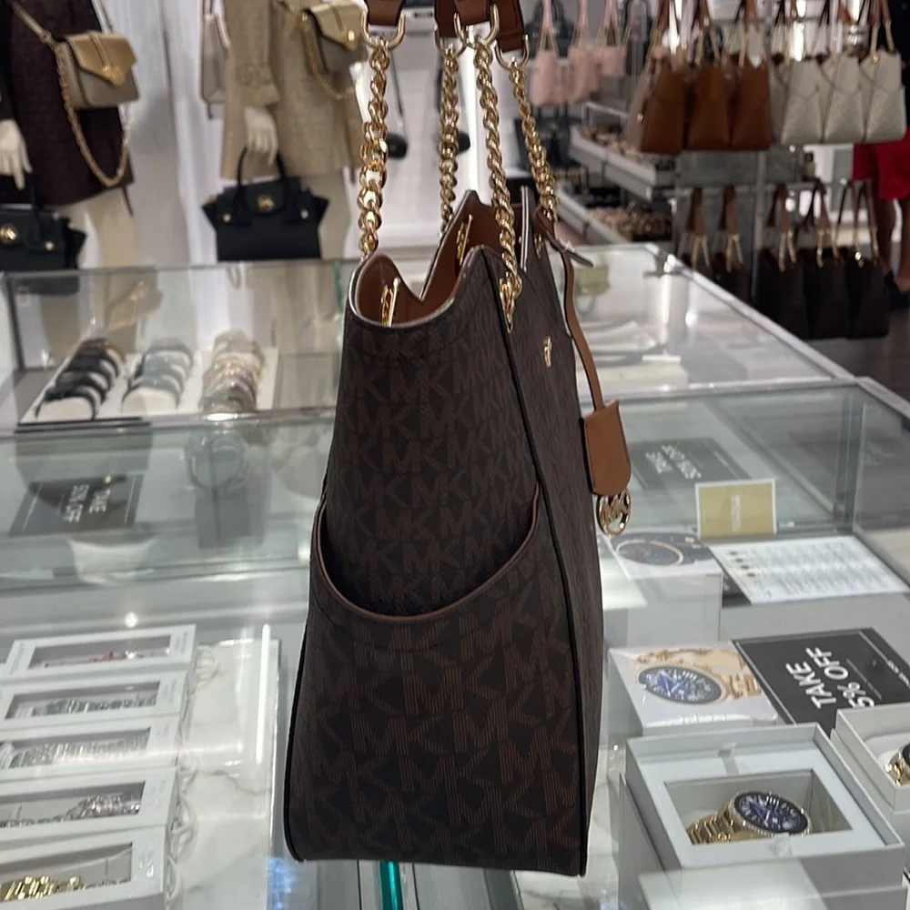 Michael Kors Jet Set Travel Large Chained Tote Shoulder Bag MK Brown 
NWT - Picture 7 of 16